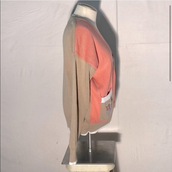 Vintage La Mode Spruce Ridge Pastel Colour Block Button Up Knit Cardigan M - Picture 4 of 14